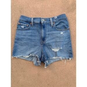 Levi's Denim Shorts Distressed Raw Hem Casual Blue Size 26